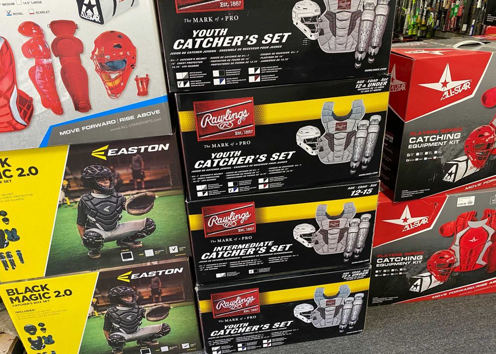 Catcher's gear for sale at Home Run Park